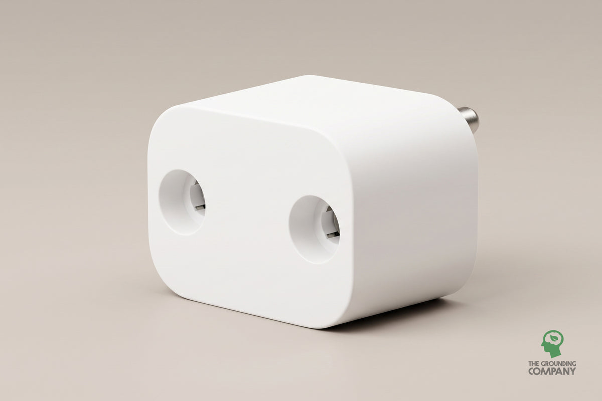 USA earth adapter, rear view showing the two connection ports